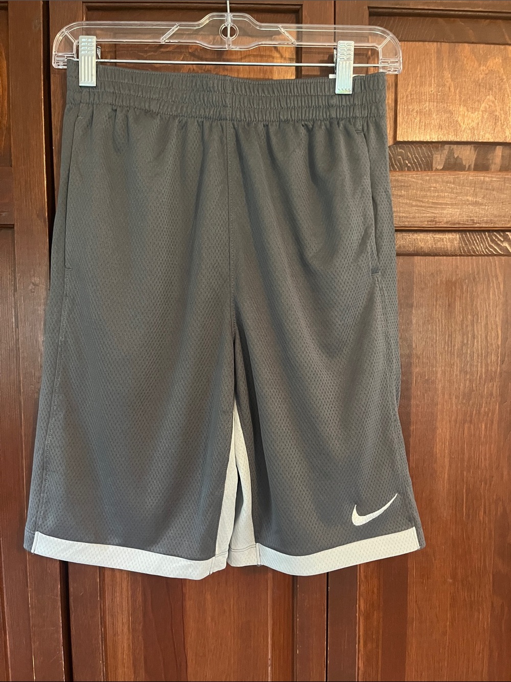 Nike Gray Mesh Athletic Shorts with White Trim